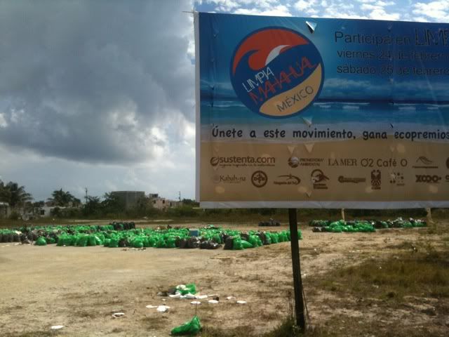 Cleaning up the beaches in Mahahual, 2012