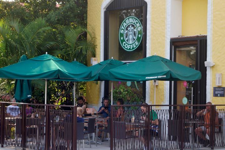 Inside Playacar community, Playacar Mall - Starbucks Coffee