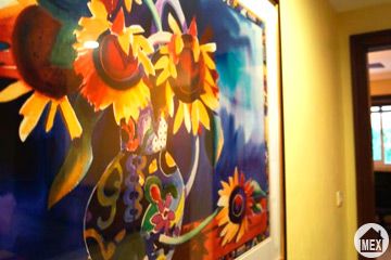 Sunflower Painting in a furnished Playa del Carmen home