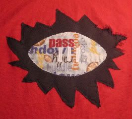 Front, Close up, just starting the fraying of the black