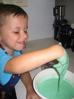 Enjoying playing with the Oobleck!