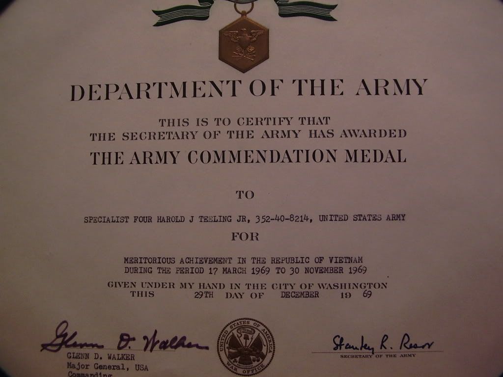 VN 4th Inf Div Award Documents and Folders EPHEMERA & PHOTOGRAPHS U