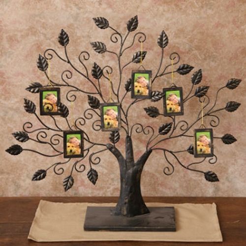 New Black Metal Standing FAMILY TREE Picture Frame Ornament Holder