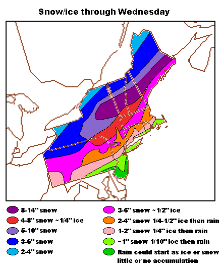 Snow/ice through Wednesday