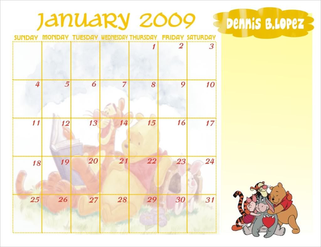 Winnie The Pooh Coloring Pages Calendars