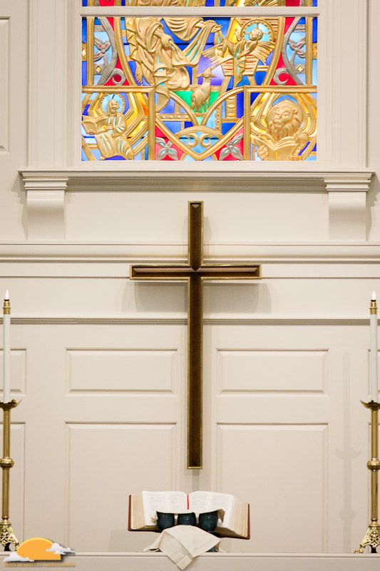 altar at methodist wedding stained glass and altar at wedding