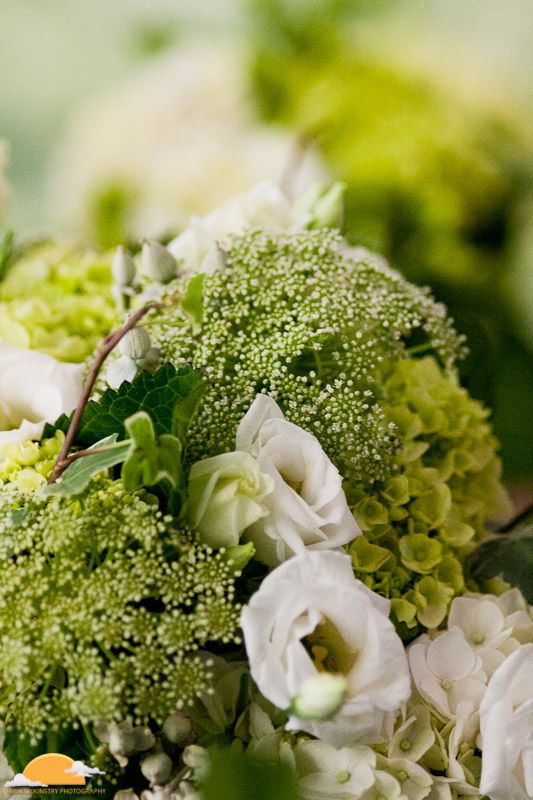 green and white wedding bouquet viburnum, rose, and hydrangea wedding bouquet