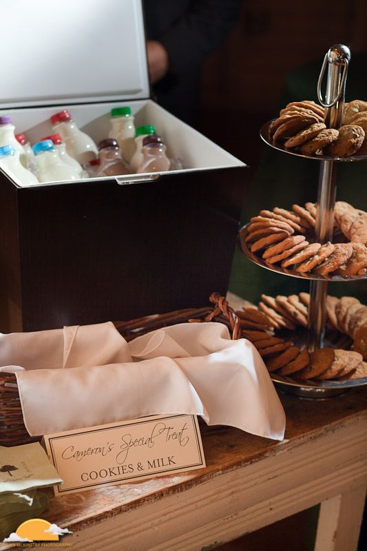 cookie and milk bar at wedding wedding reception cookie and milk bar