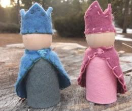 King and Queen Waldorf Inspired Peg Dolls
