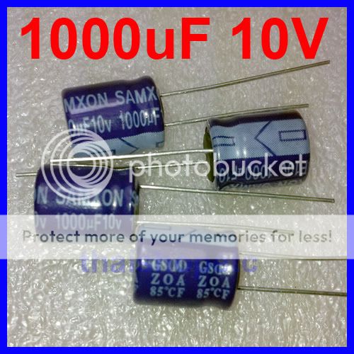 10 x 1000uF 10V Radial Capacitor Electrolytic  