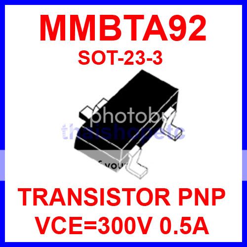 50 x MMBTA92 TRANSISTOR PNP 300V 0.5A SOT 23 3 SMD  