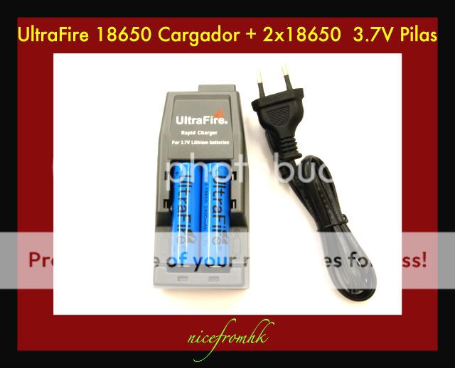 UltraFire Cargador+2x18650 3.7V Li ion Pilas Recargable  