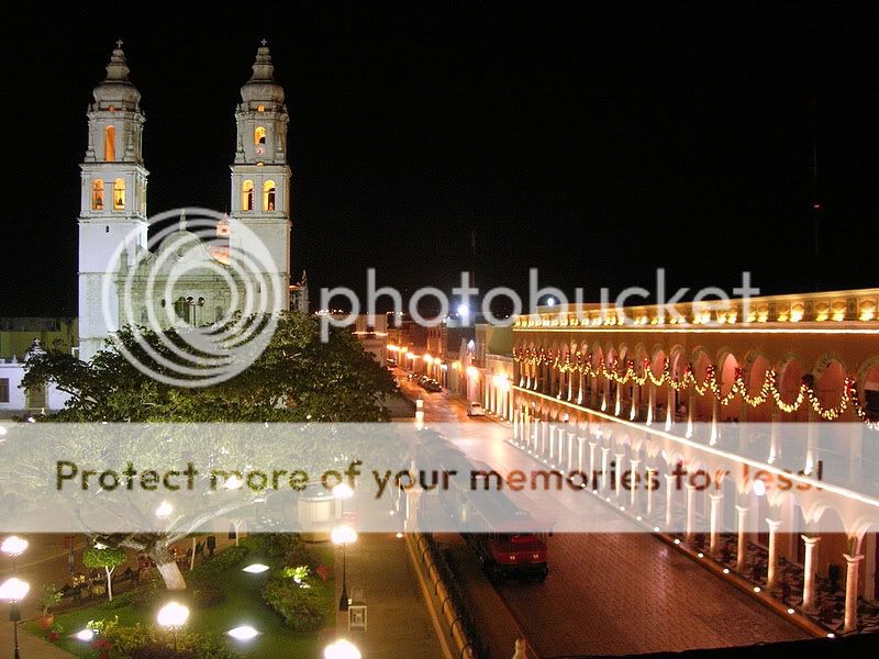 The colonial city of Campeche at night