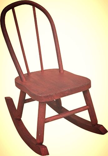 New Primitive Country Folk Art Red Rocking Chair Doll Size Wood Rocker