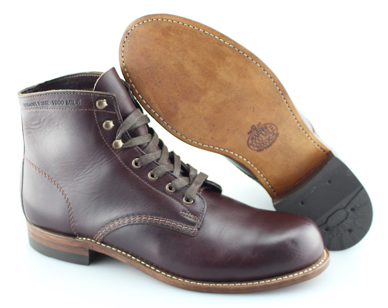 Wolverine Men/'s Evans 1000 Mile Boots Two Tone Brown Leather//Suede W40556