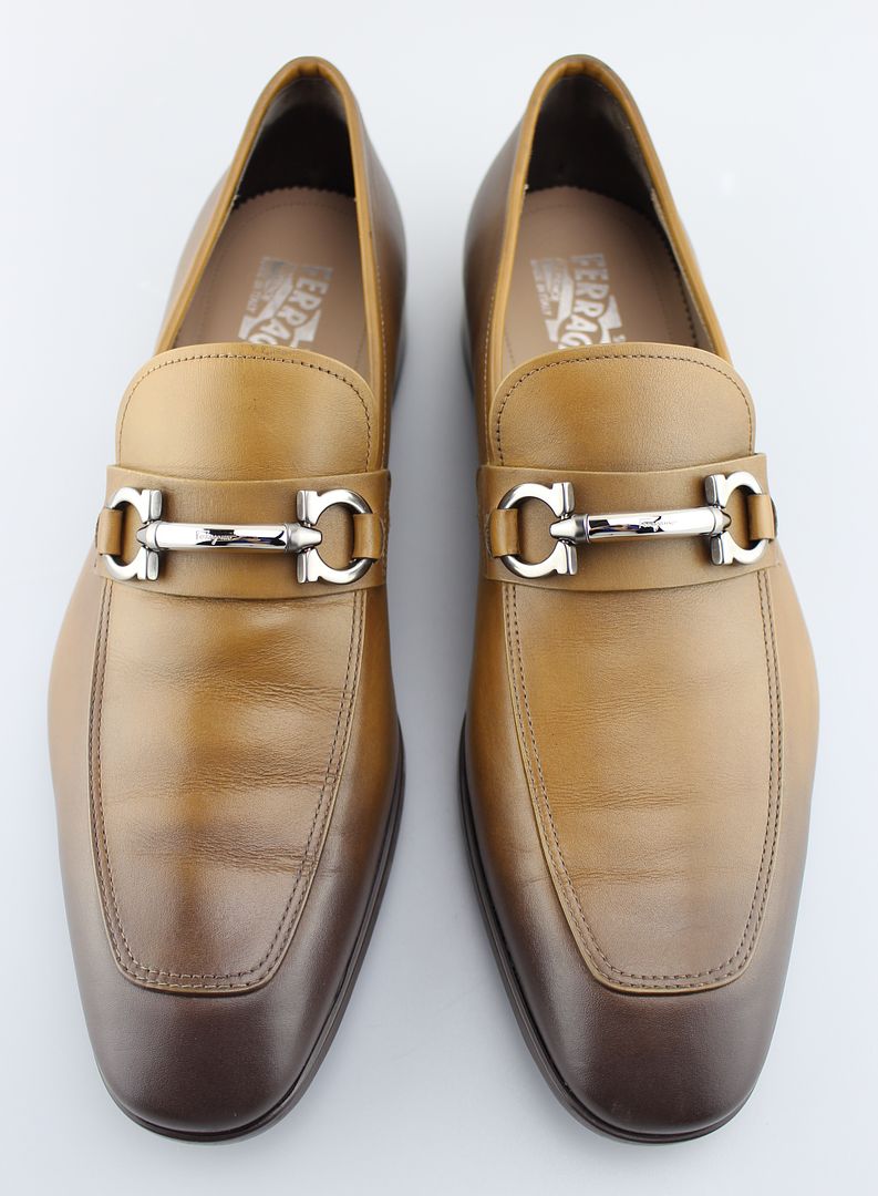 Men's SALVATORE FERRAGAMO 'Benford' Ambre Brown Leather Loafers Size US ...