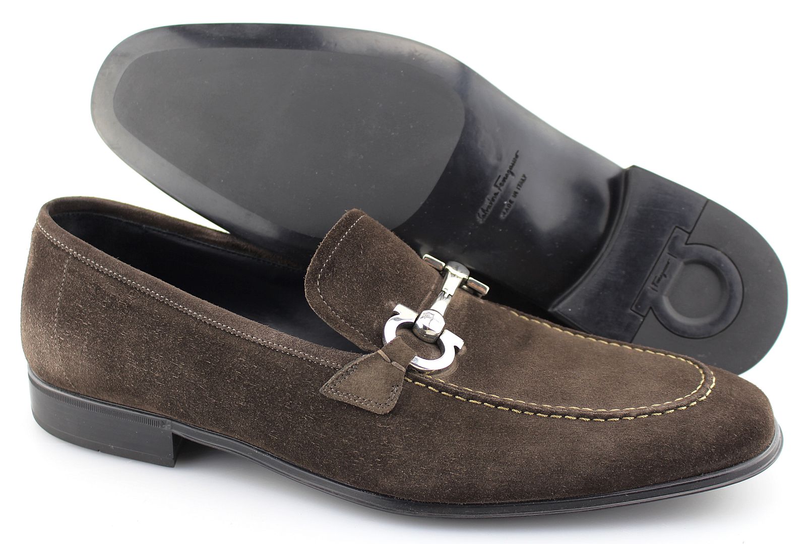 brown suede ferragamo loafers